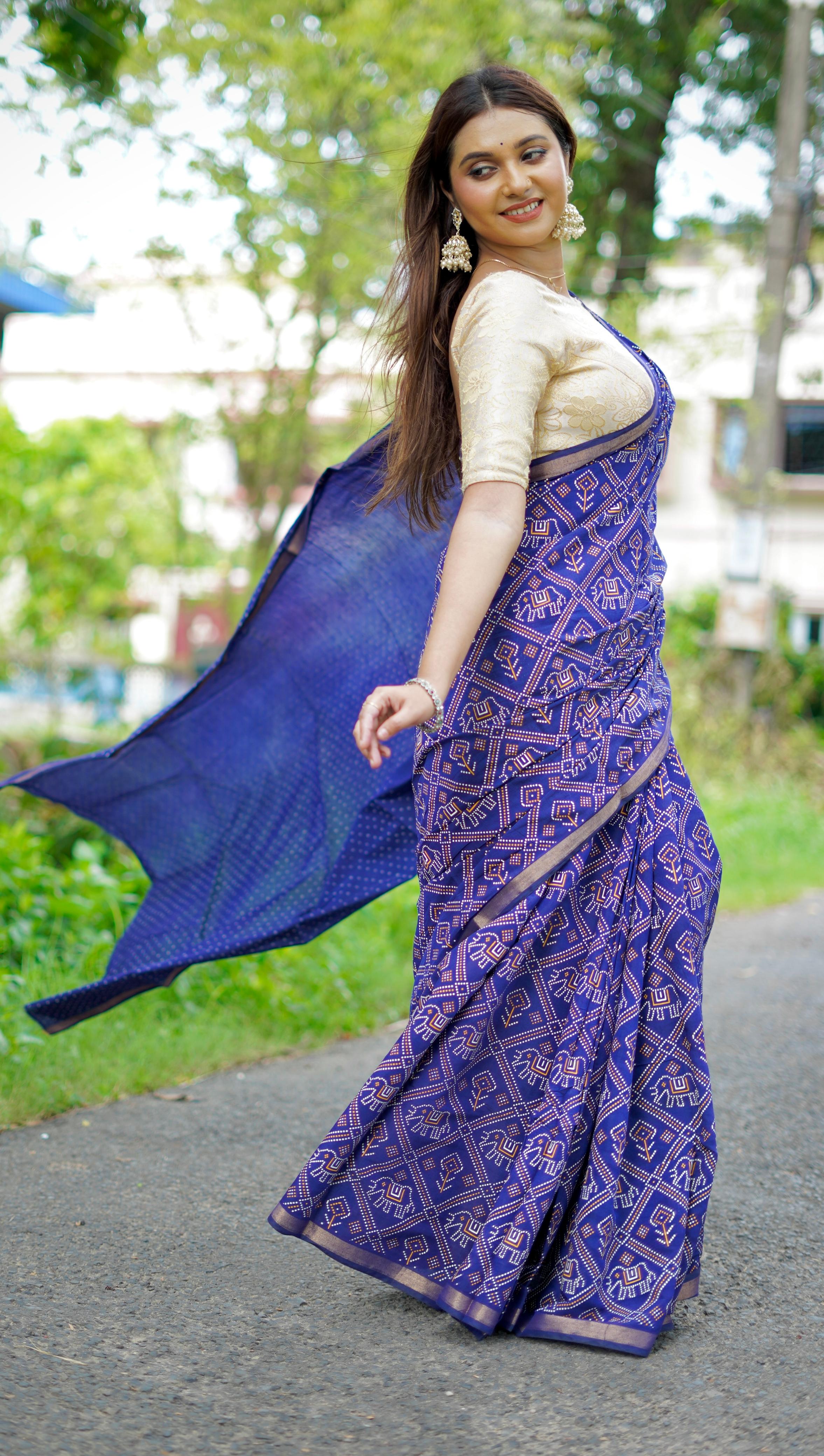 Sareewave Presents Designer Gadhval Bandhni Saree