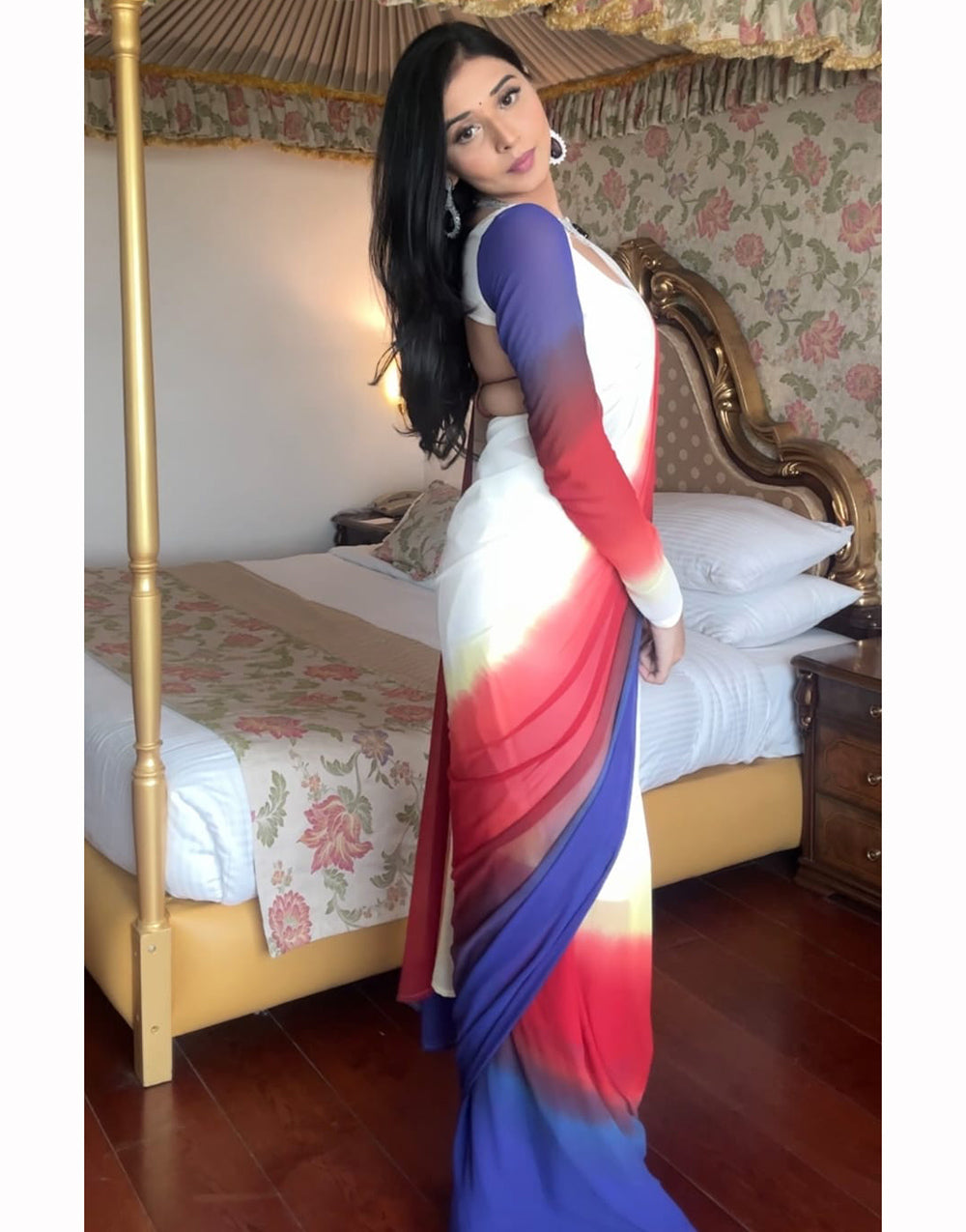 Multi Georgette Ready To Wear Saree