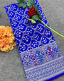Ultramarine Blue Bandhani Silk Saree with Zari Weaving Work