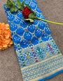 True Blue Bandhani Silk Saree with Zari Weaving Work