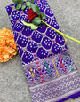 Purple Bandhani Silk Saree With Zari Weaving Work