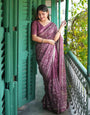 Light Magenta Tussar Silk Saree With Embroidery Work