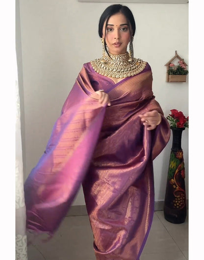 Purple Kanjivaram Silk Ready To Wear Saree