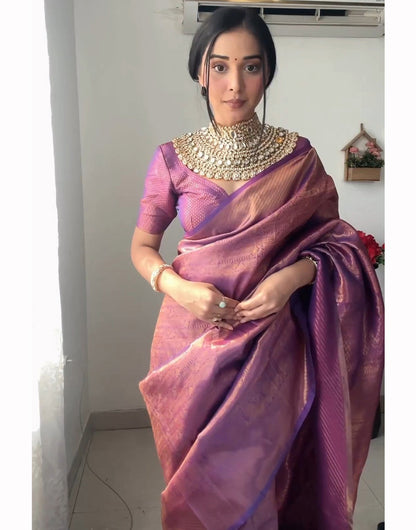 Purple Kanjivaram Silk Ready To Wear Saree