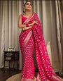 Rani Pink Soft Lichi Silk Golden Zari Weaving Saree