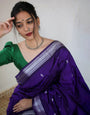 Deep Violet Banarasi Silk Saree With Zari Weaving Work