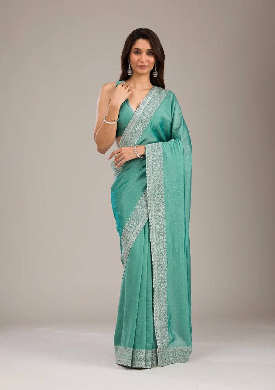 PURE SOFT  RANGOLI SAREE WITH EMBROIDERY BLOUSE PIECE