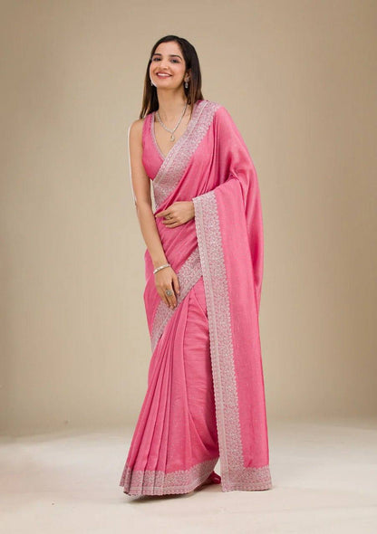 PURE SOFT  RANGOLI SAREE WITH EMBROIDERY BLOUSE PIECE