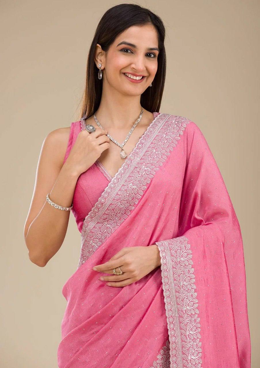 PURE SOFT  RANGOLI SAREE WITH EMBROIDERY BLOUSE PIECE