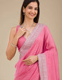 PURE SOFT  RANGOLI SAREE WITH EMBROIDERY BLOUSE PIECE