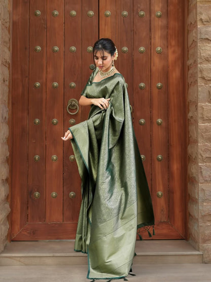Banarasi Silk Saree With Zari Weaving Work