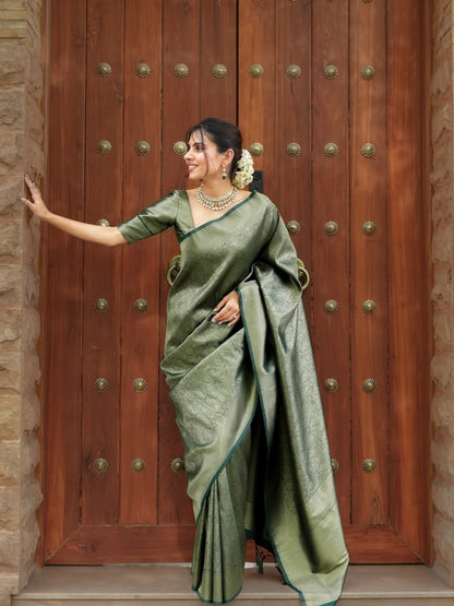 Banarasi Silk Saree With Zari Weaving Work