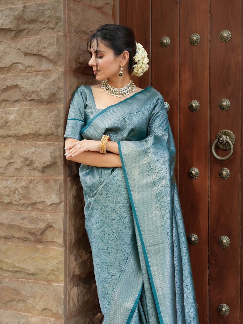 Banarasi Silk Saree With Zari Weaving Work