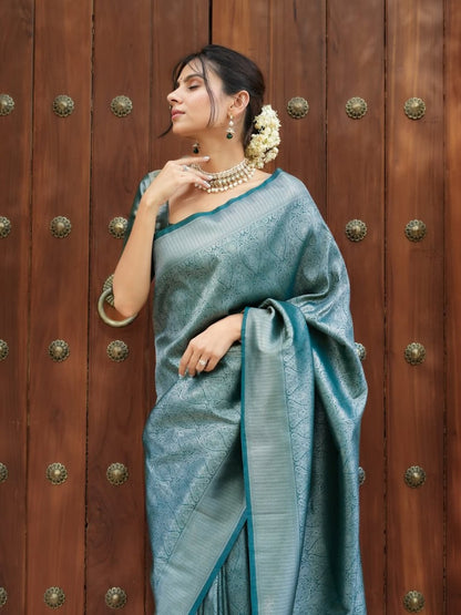 Banarasi Silk Saree With Zari Weaving Work