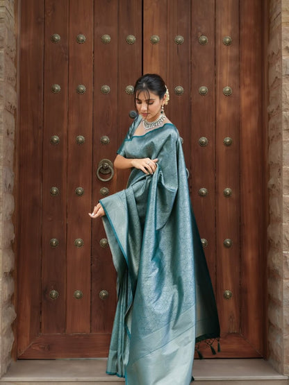 Banarasi Silk Saree With Zari Weaving Work