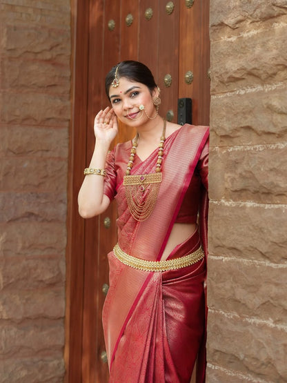 Banarasi Silk Saree With Zari Weaving Work