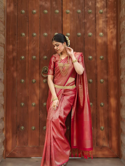 Banarasi Silk Saree With Zari Weaving Work