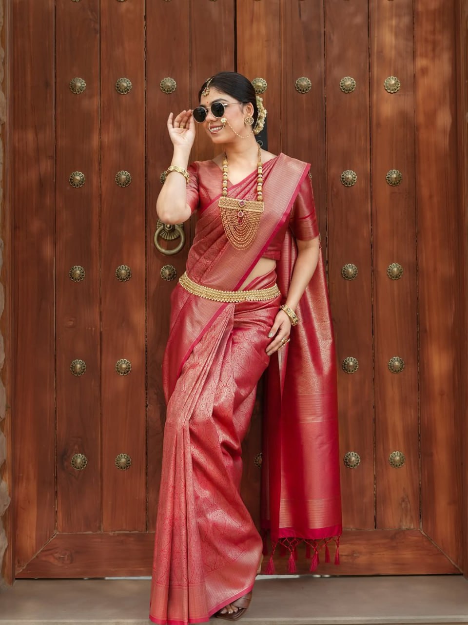 Banarasi Silk Saree With Zari Weaving Work