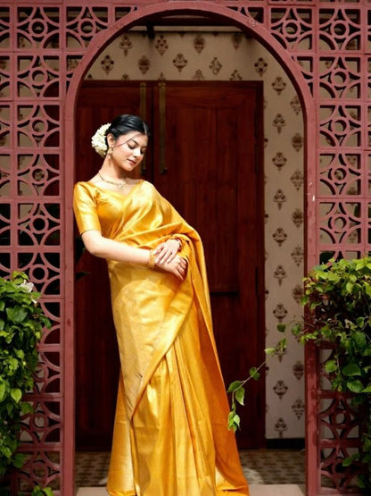 Banarasi Silk Saree With Zari Weaving Work