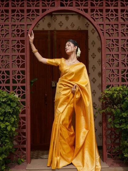 Banarasi Silk Saree With Zari Weaving Work