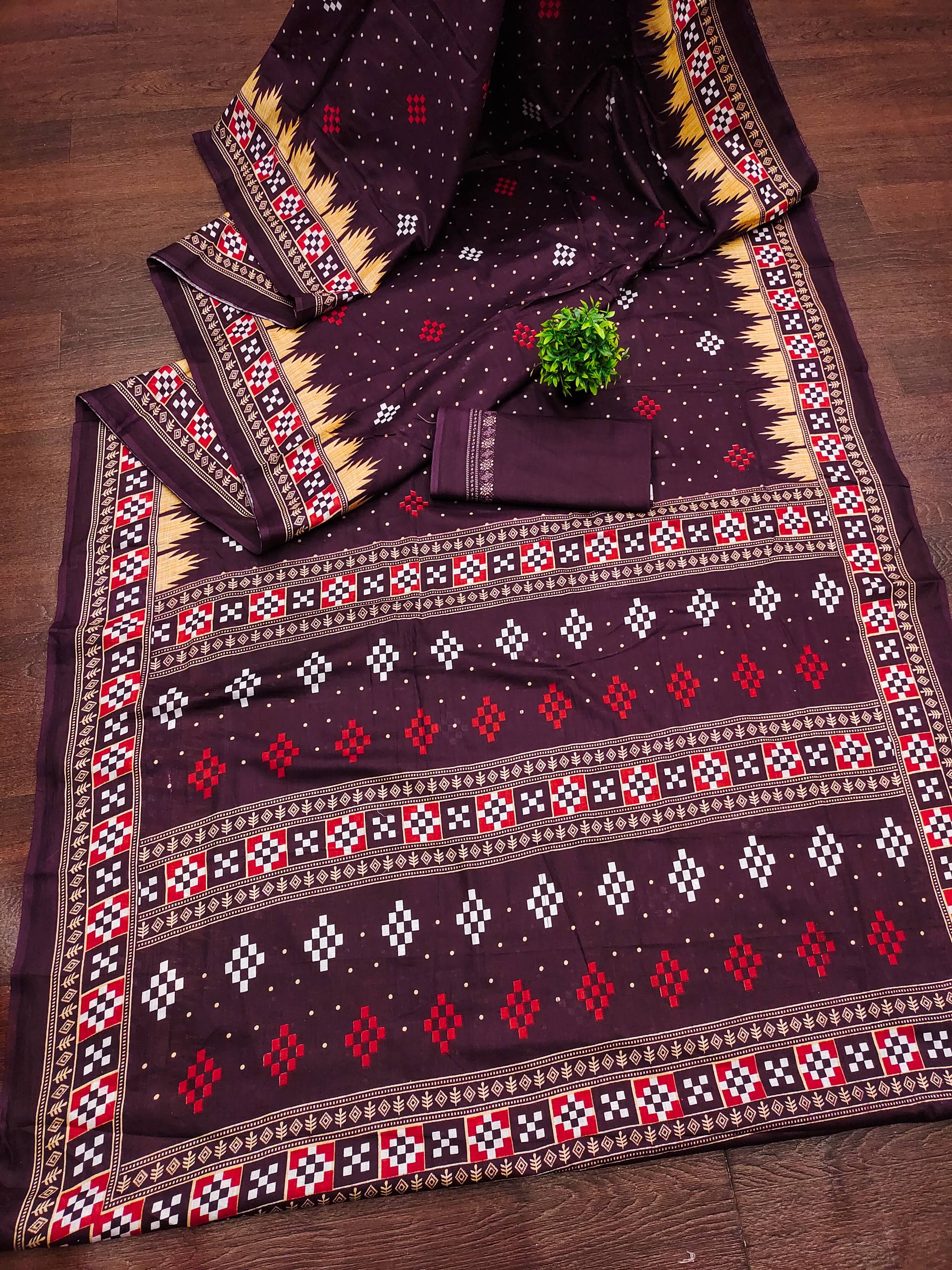 PURE COTTON HAND  BLOCK PRINT SAMBALPURI TEST SAREE