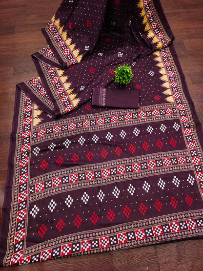 PURE COTTON HAND  BLOCK PRINT SAMBALPURI TEST SAREE