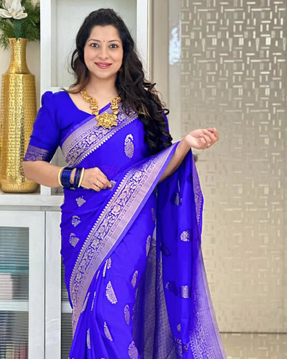 Banarasi Silk Saree With Zari Weaving Work