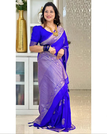 Banarasi Silk Saree With Zari Weaving Work
