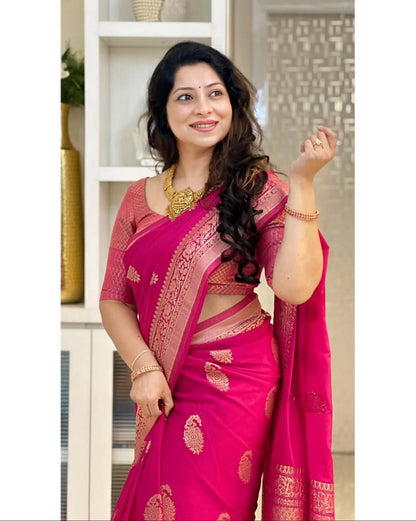 Banarasi Silk Saree With Zari Weaving Work