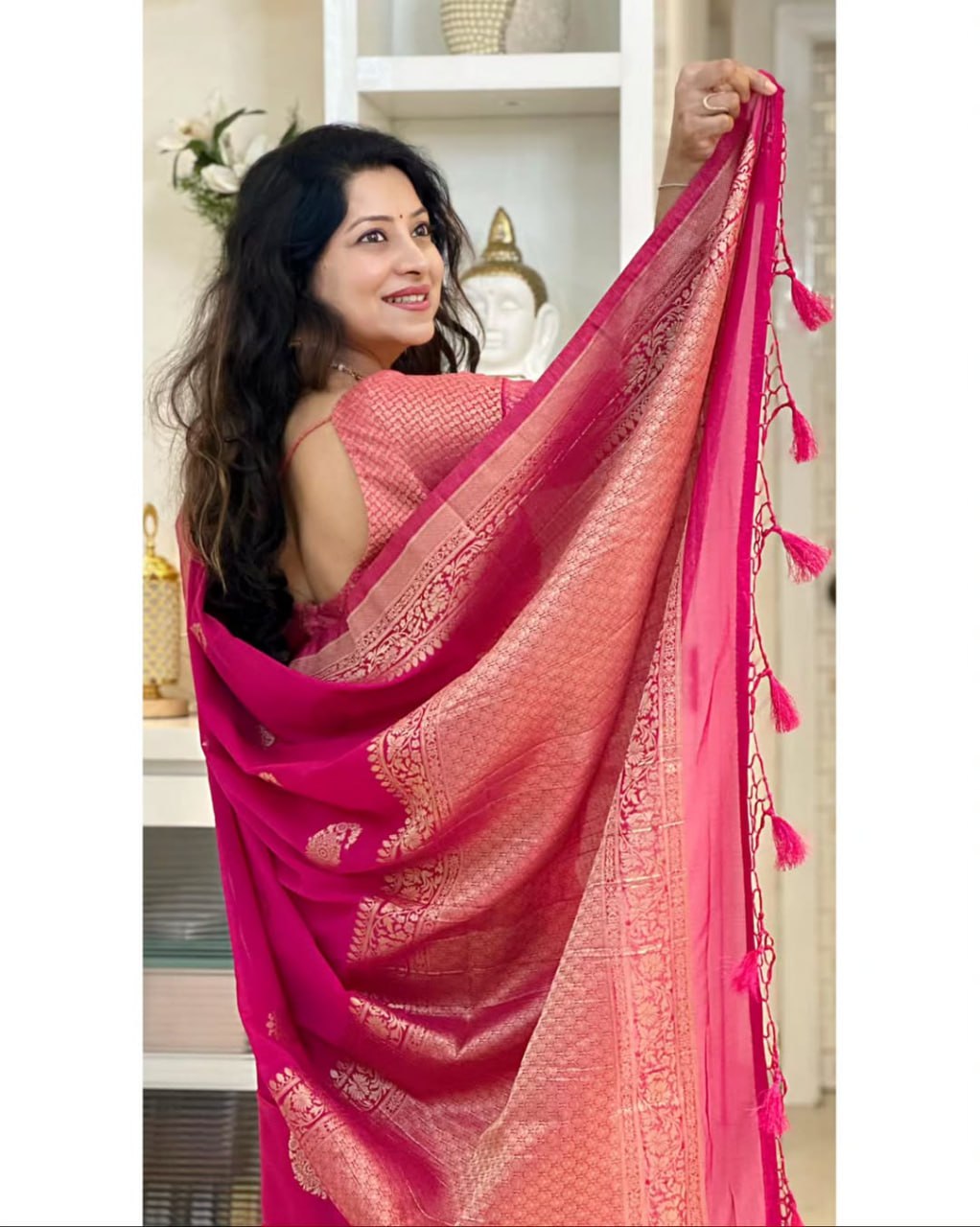 Banarasi Silk Saree With Zari Weaving Work
