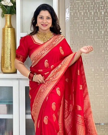 Banarasi Silk Saree With Zari Weaving Work