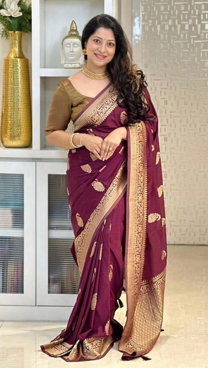 Banarasi Silk Saree With Zari Weaving Work