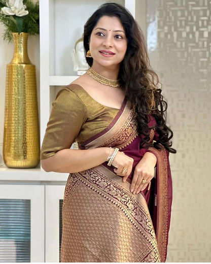 Banarasi Silk Saree With Zari Weaving Work