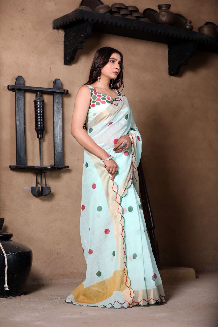 Sareewave Presents Designer Cotton Linen Silk Saree