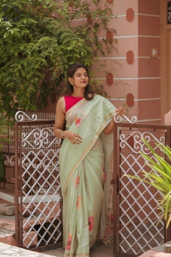 Sareewave Presents Designer Cotton Linen Silk Saree