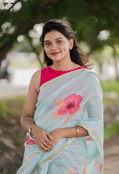 Sareewave Presents Designer Cotton Linen Silk Saree