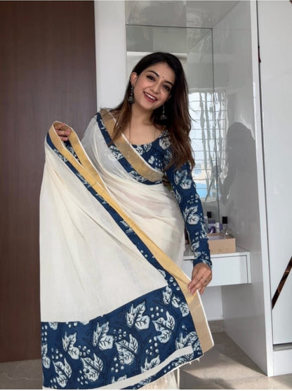 Sareewave Presents Designer Cotton Linen Silk Saree