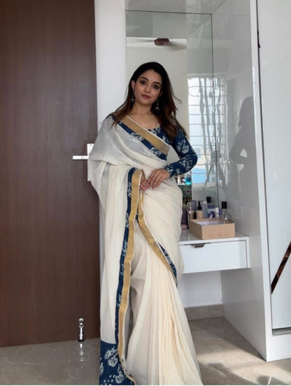 Sareewave Presents Designer Cotton Linen Silk Saree