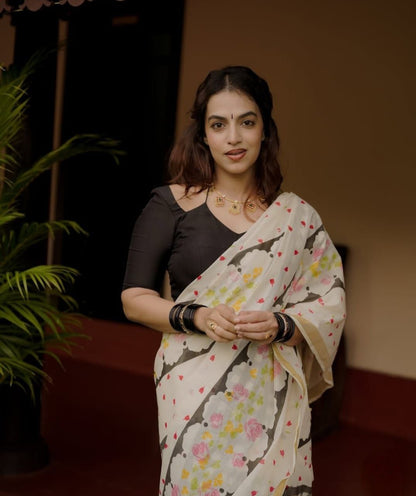 Sareewave Presents Designer Cotton Linen Silk Saree