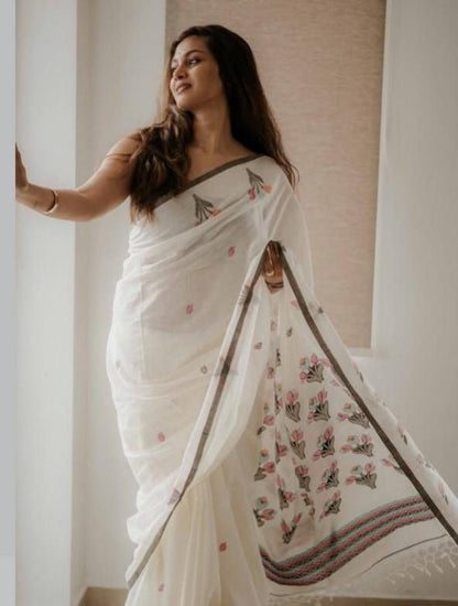 Sareewave Presents Designer Cotton Linen Silk Saree