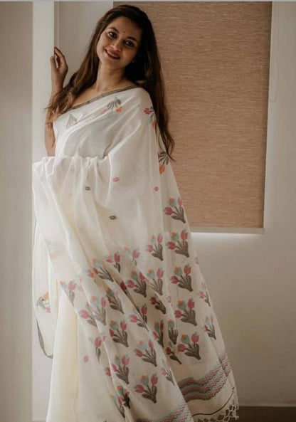 Sareewave Presents Designer Cotton Linen Silk Saree