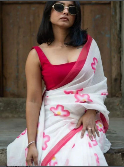 Sareewave Presents Designer Cotton Linen Silk Saree