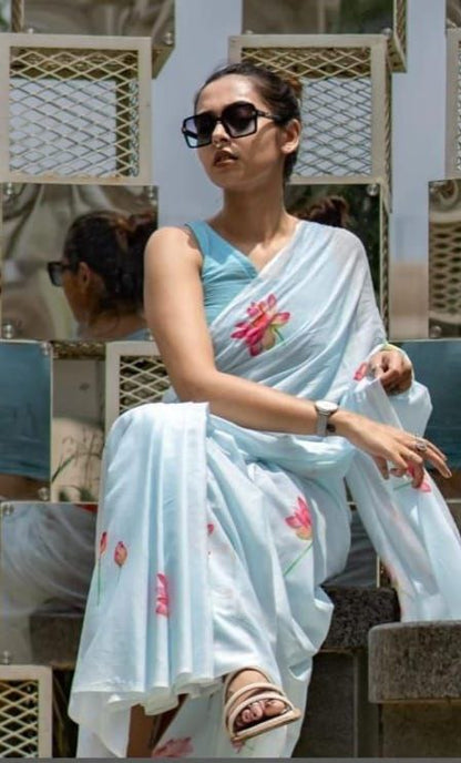 Sareewave Presents Designer Cotton Linen Silk Saree
