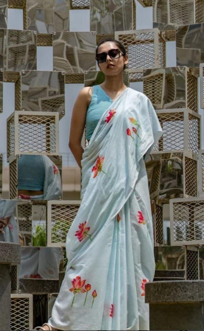 Sareewave Presents Designer Cotton Linen Silk Saree