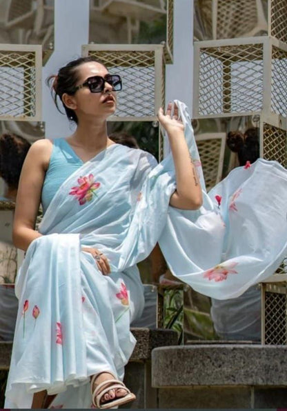 Sareewave Presents Designer Cotton Linen Silk Saree