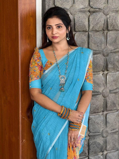 Sareewave Presents Designer Cotton Linen Silk Saree
