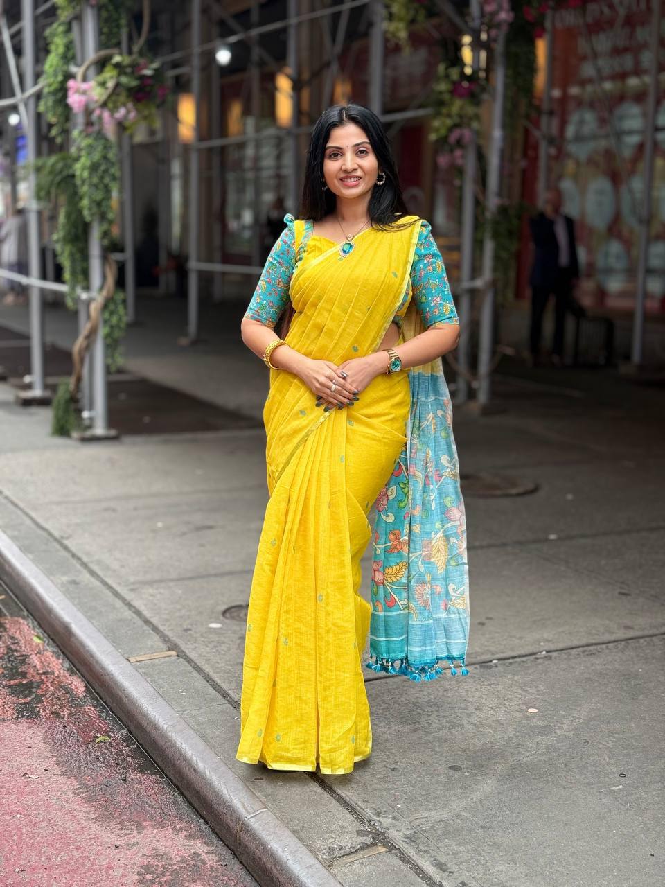 Sareewave Presents Designer Cotton Linen Silk Saree