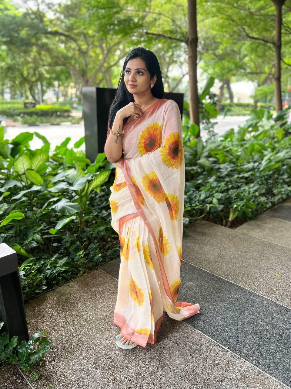 Sareewave Presents Designer Cotton Linen Silk Saree