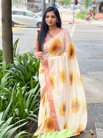 Sareewave Presents Designer Cotton Linen Silk Saree