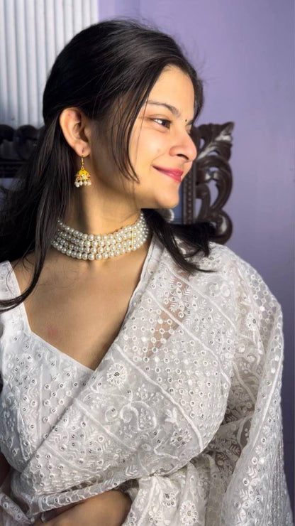 WHITE PURE AND LIGHT ORGANZA SILK SAREE